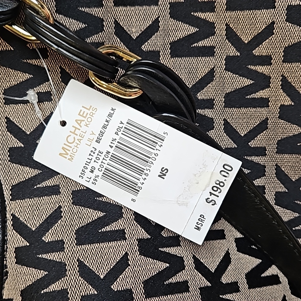 MICHAEL Michael Kors Signature Shoulder Bag Black/Brown NWT - Picture 12 of 14